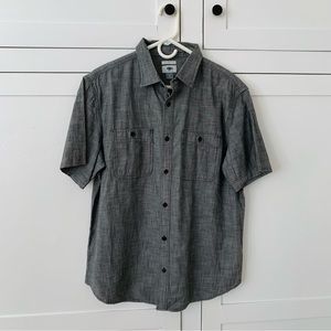 Men’s Old Navy Gray Slim Fit Collar Pocket Short Sleeve Shirt Size Large